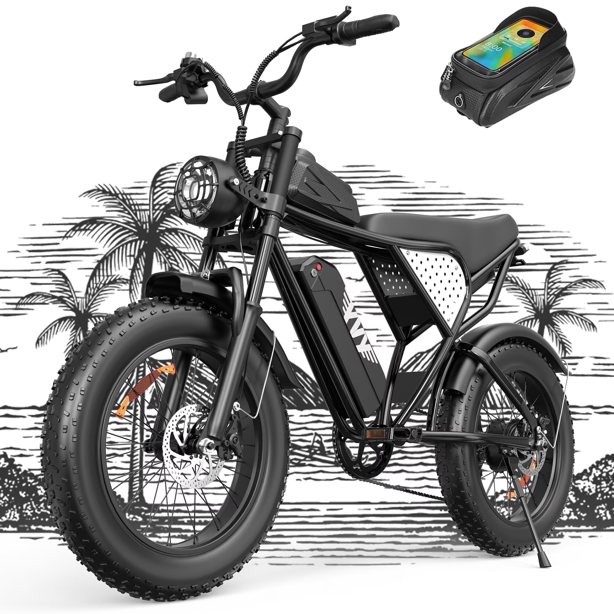 Peak 1500W Electric Bike for Adults,48V 15.6AH,Max 70 Miles E-Mountain Bike ,20'' Fat Tire 7 Speed 28MPH Electric Bicycle