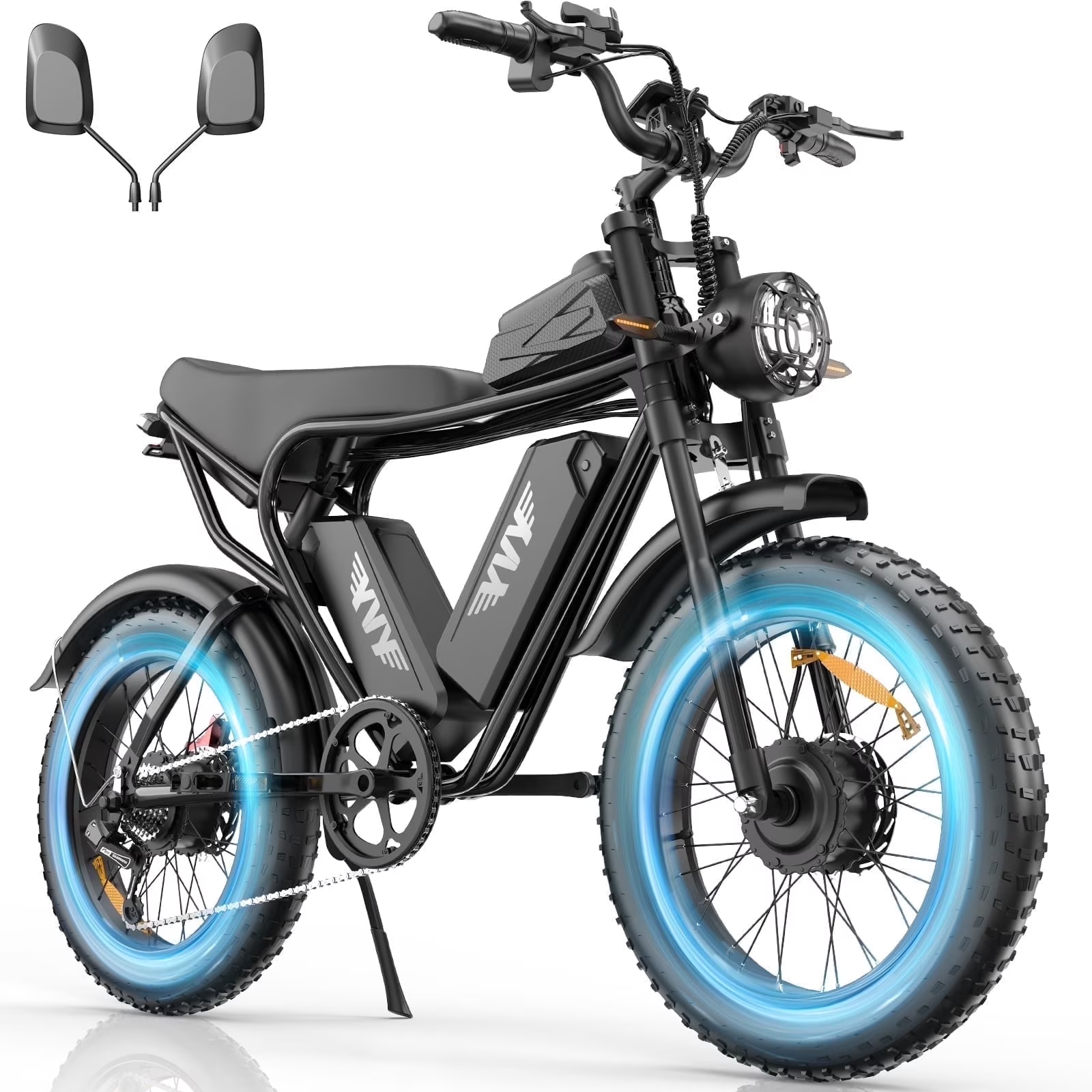 Peak 3000W Electric Bike for Adults,Dual Battery E-bike, 52V 40AH,Max 180 Miles E-Mountain Bike,20’’*4.0’’ Fat Tire Full Suspension Electric Bicycle