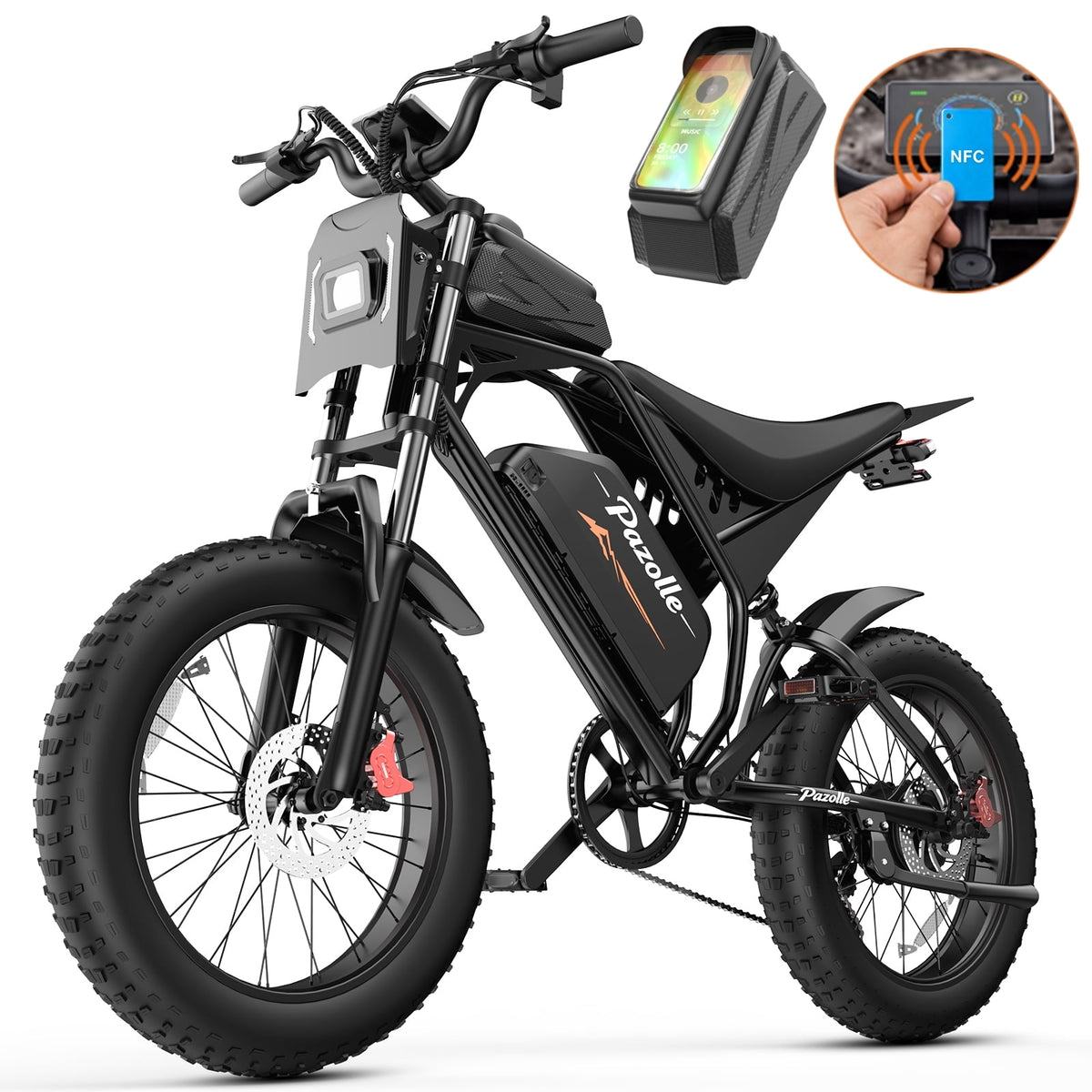 3000W Peak Electric Dirt Bike with NFC,Max 80Mi & 37MPH,52V 25Ah Battery, 20" Fat Tire E Dirt Bike for Adults,Disc Brakes,cTUVus Certified