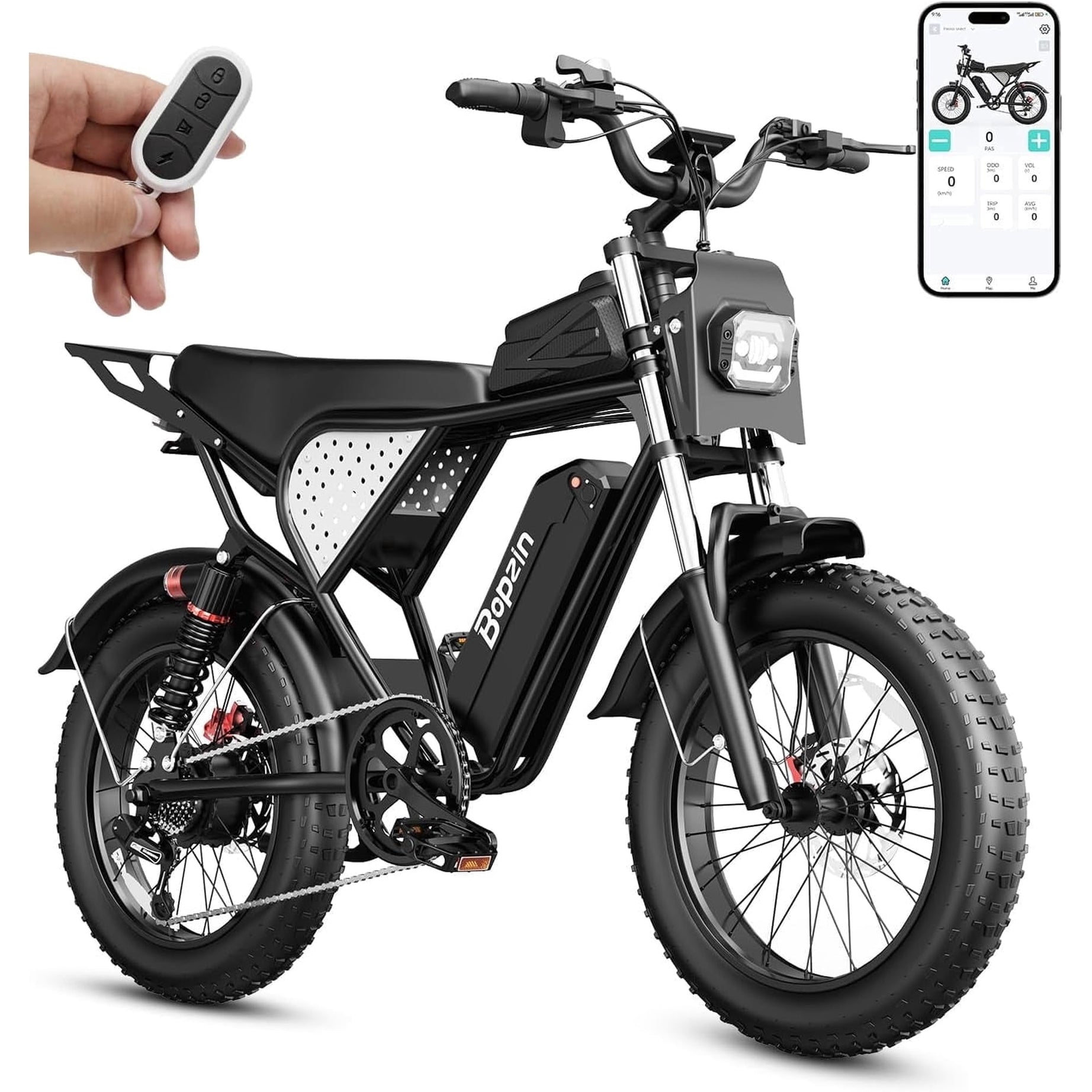 750W 20Mph Electric Bike for Adults,48V/25Ah,Max 80 Miles,20"Fat Tire E-Mountain Bike Disc Brakes,cTUVus Certified,Class 2