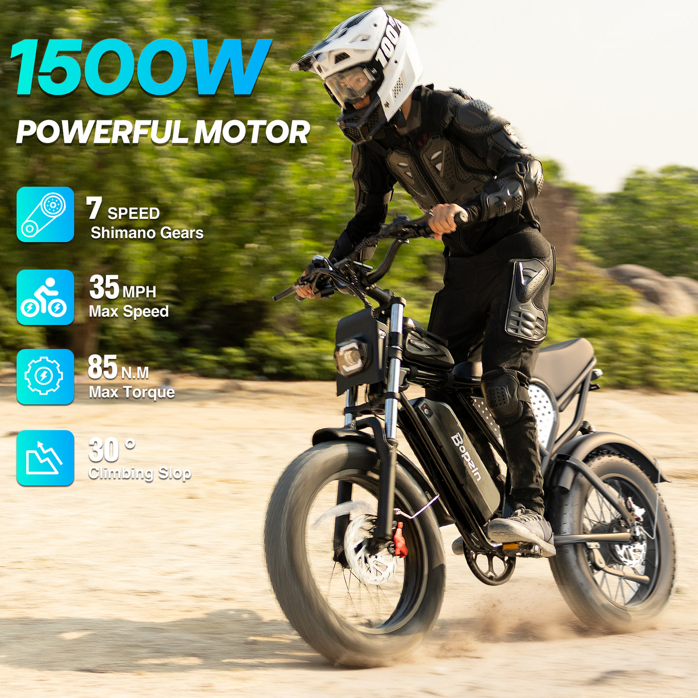 Bopzin  M22 1500W Fat Tire Electric Motorcycles