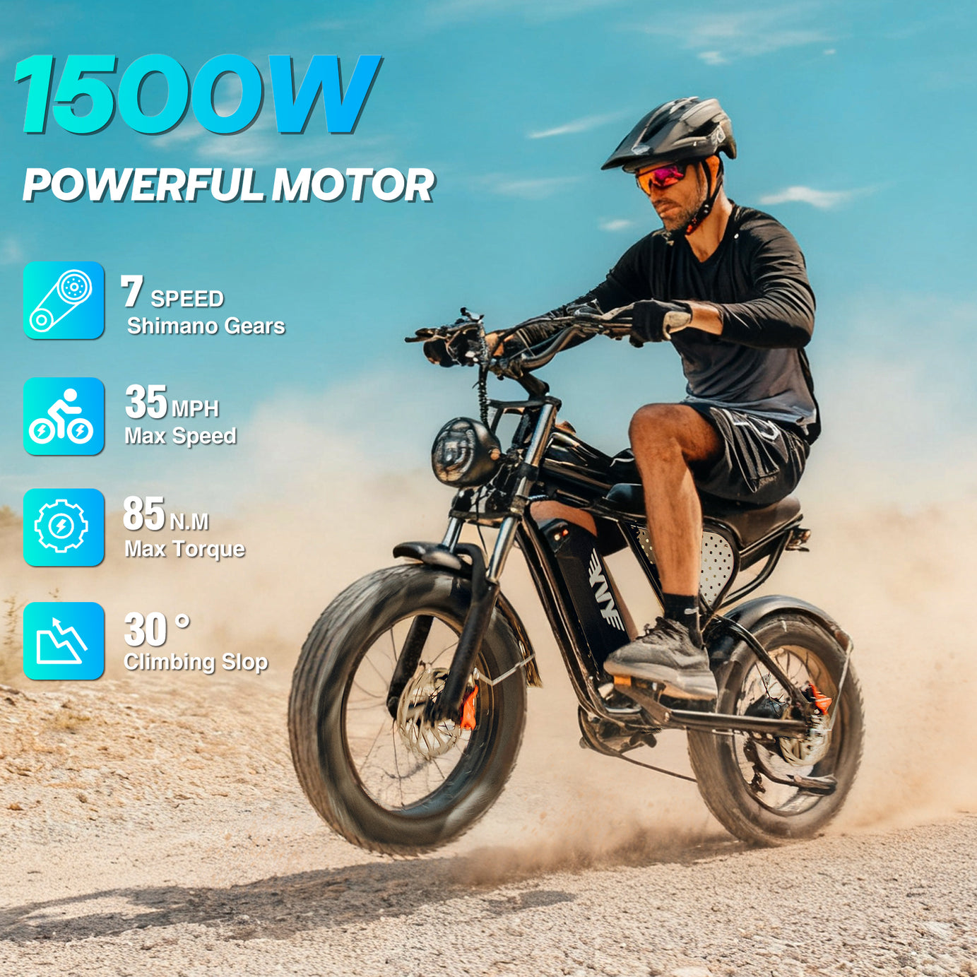 Bopzin  C21 1500W Fat Tire Electric Mountain Motorcycles