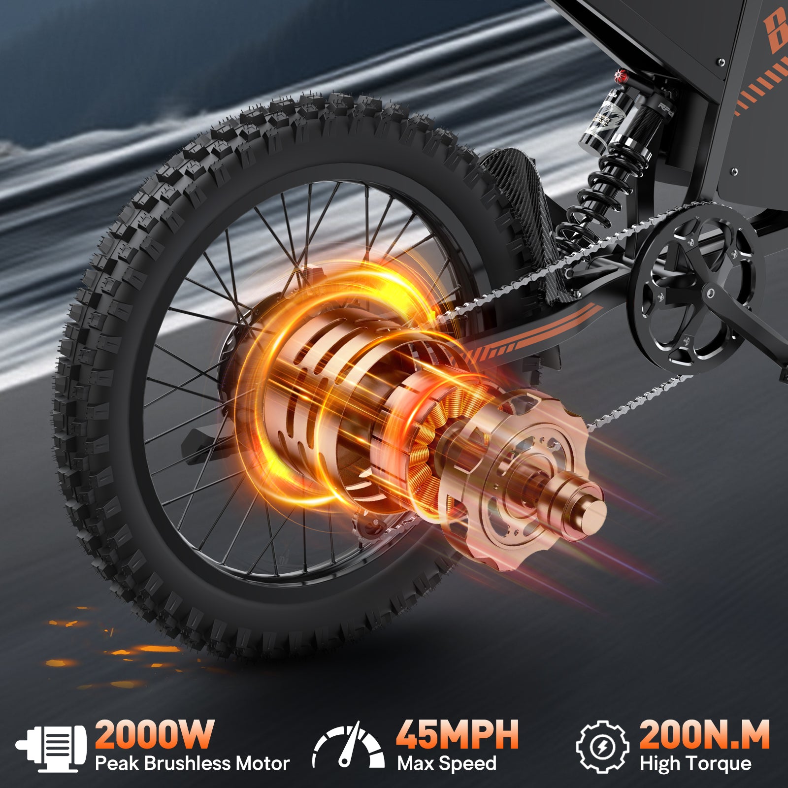 Bopzin Q8 60V 35AH 3000W Fat tire mountain electric motorcycle for ald