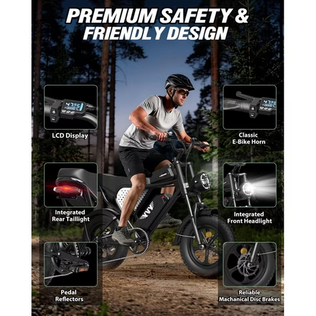 Electric Bike for Adults,750W,Max28Mph & 80 Miles Electric Bicycle,48V 25Ah Disc Brakes 16"Fat Tire E-Bike TUV Rheinland Certified