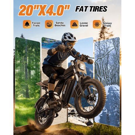 750W 20Mph Electric Bike,48V 25Ah,Max 80Miles E-Bike,20" Fat Tire Electric Bicycle for Adults,Disc Brakes,cTUVus Certified,Class 2