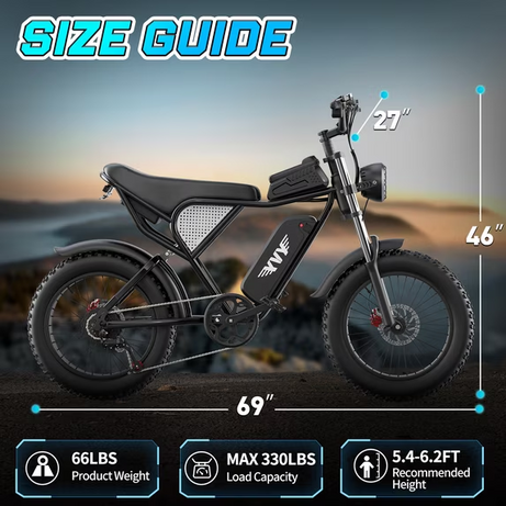 750W 28Mph 48V 25Ah 90Mi Electric Bike, 20" Fat Tire Full Suspension, Adults E-Bike with Disc Brakes TUV Rheinland Certified