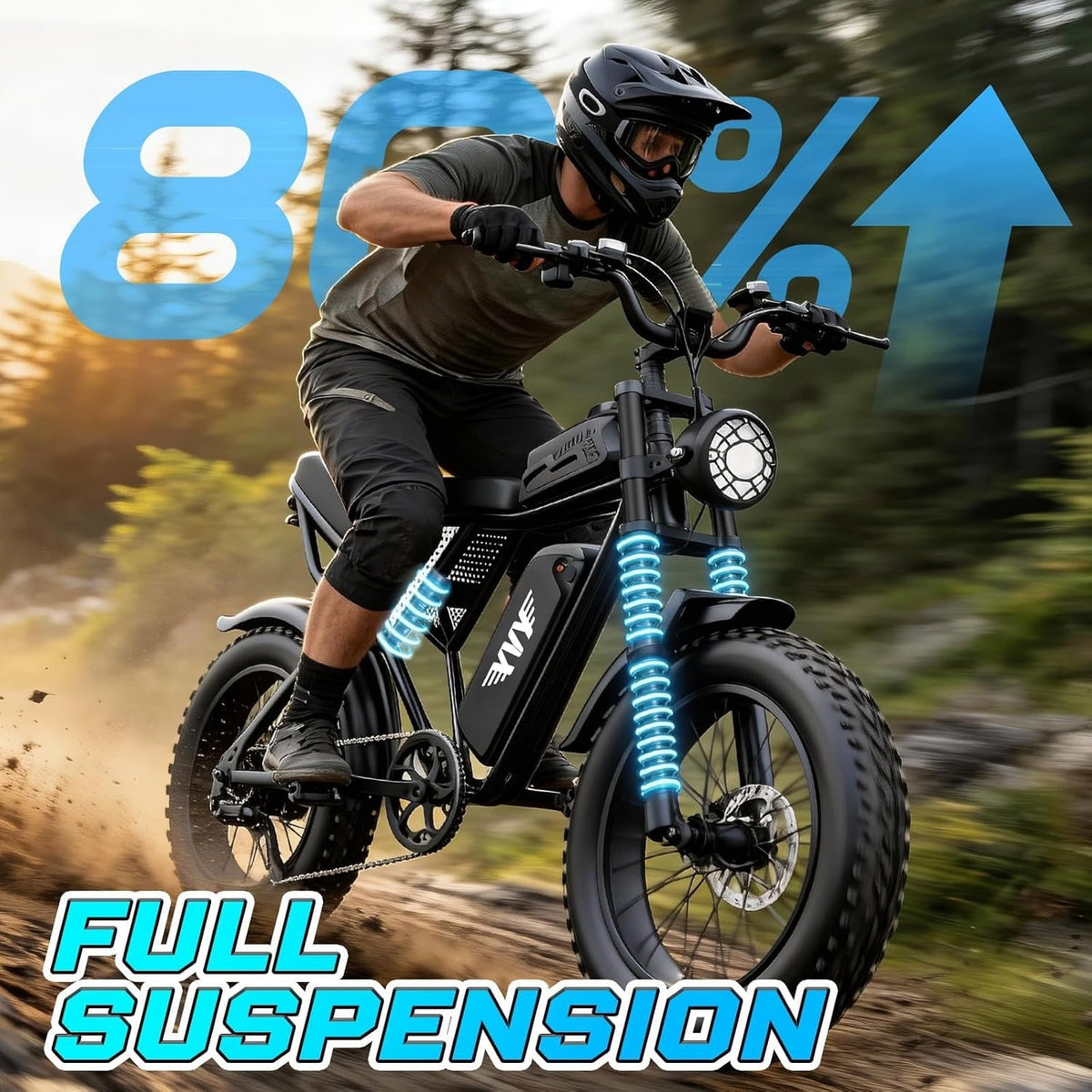 750W 20Mph 48V 15.6Ah 70Mi E-Bike, 20" Fat Tire Electric Bike for Adults,Full Suspension,Disc Brakes,Class 2,cTUVus Certified