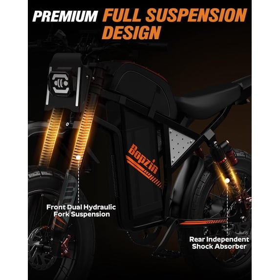 Peak 3000W 45Mph Electric Dirt Bike for Adults, 60V 35Ah, 20"Fat Tire E-Dirt Bike for Snow,Beach TUV Rheinland Certified,Disc Brakes