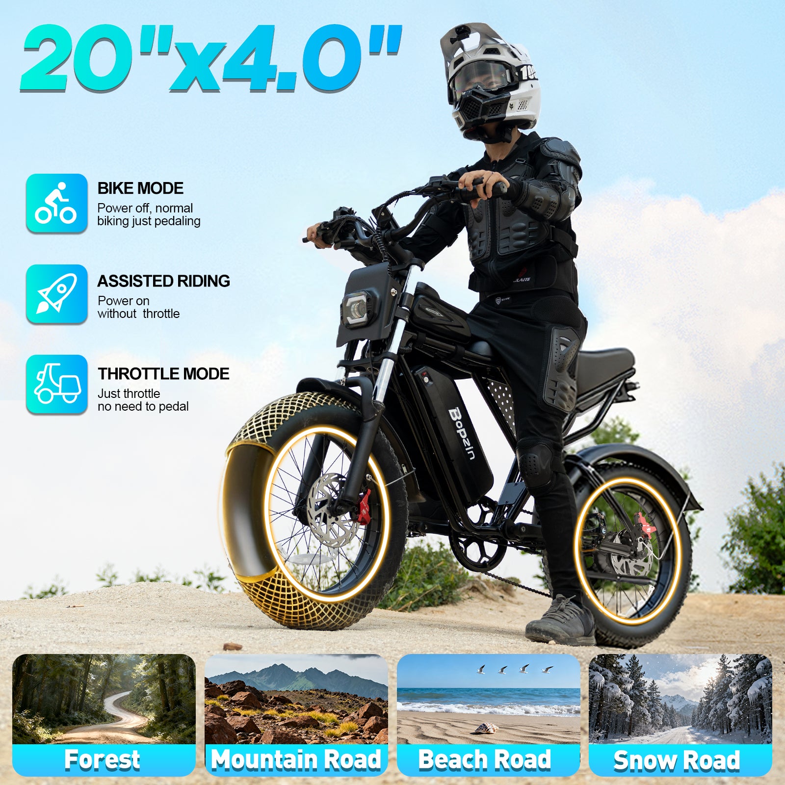 Bopzin  M22 1500W Fat Tire Electric Motorcycles
