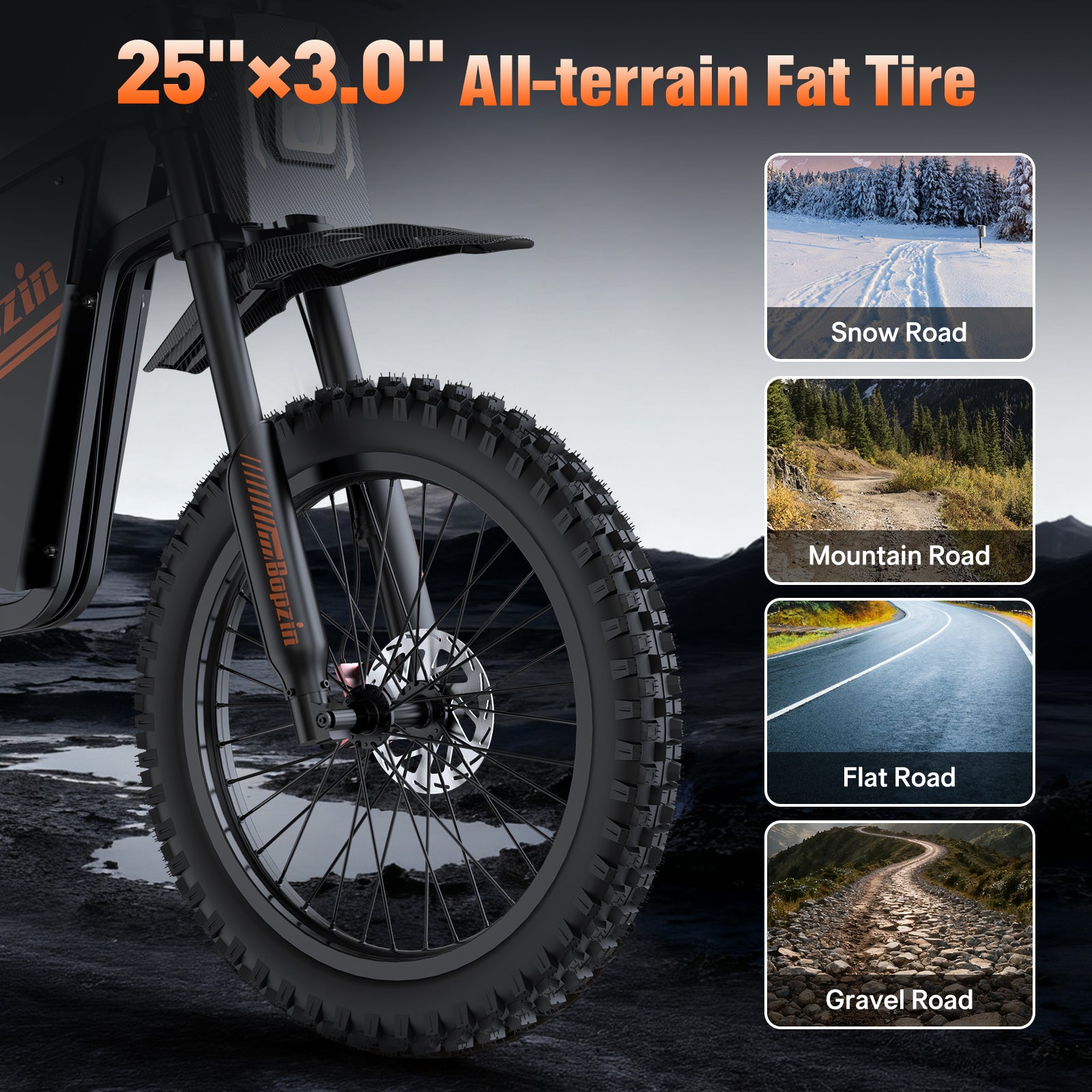 Bopzin Q8 60V 2000W Fat tire mountain electric motorcycle for aldult