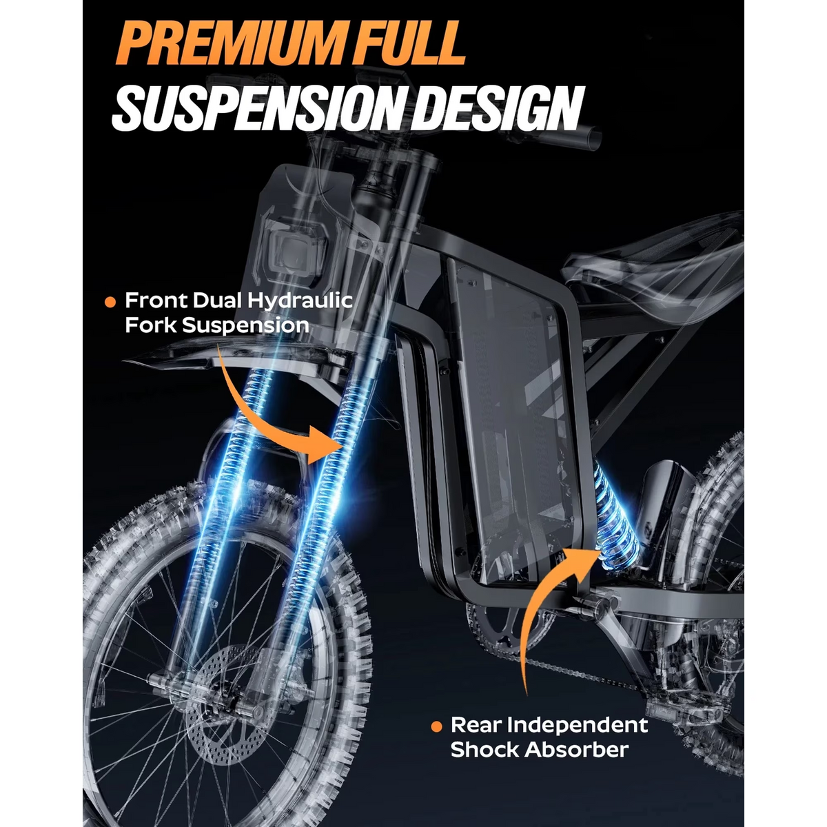 Peak 3000W 37Mph Electric Dirt Bike for Adults,52V 25Ah 37-100Mi 20" Off Road Tire Dirt Bike Snow, Mountain,Beach,cTUVus Certified