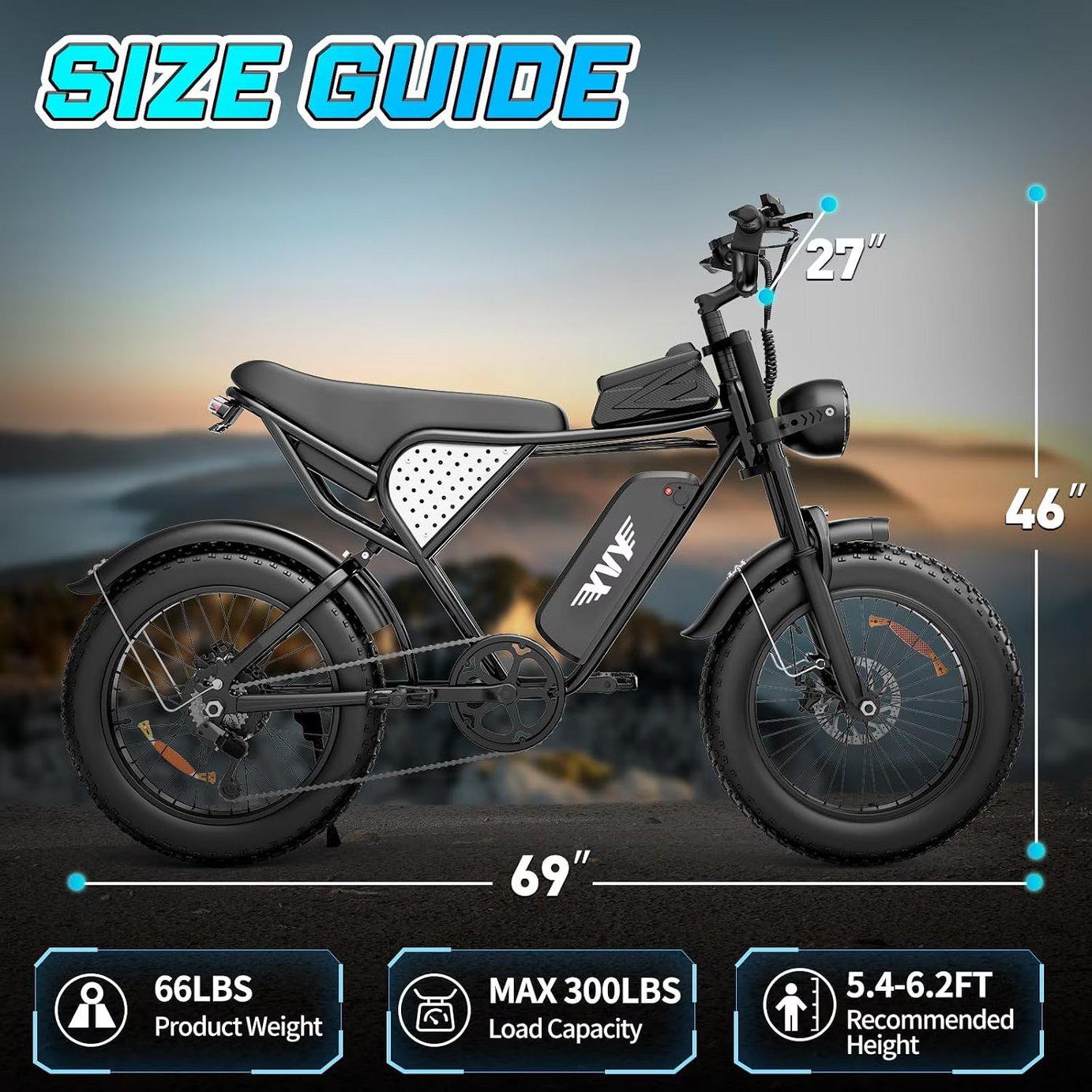 1500W Peak 30Mph 48V 15.6Ah E-Dirt Bike 70Mi, 20" Fat Tire Electric Dirt Bike for Adults,Full Suspension,Disc Brakes,cTUVus Certified
