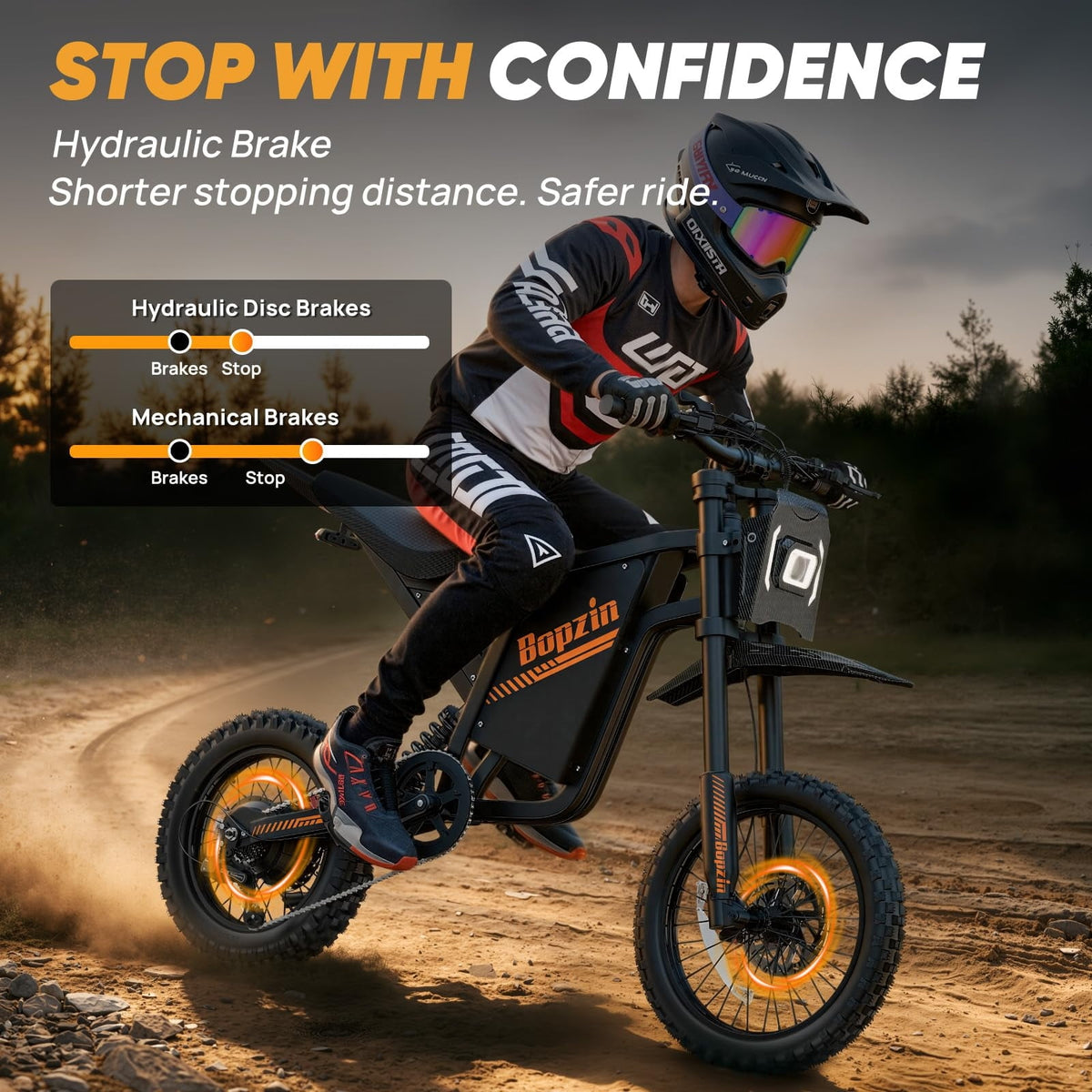 Peak 2600W 38Mph Electric Dirt Bike, 60V/23Ah,37-100 Miles Electric Motorcycle for Adults,14"/12" Tires,Anti-Theft,cTUVus Certified