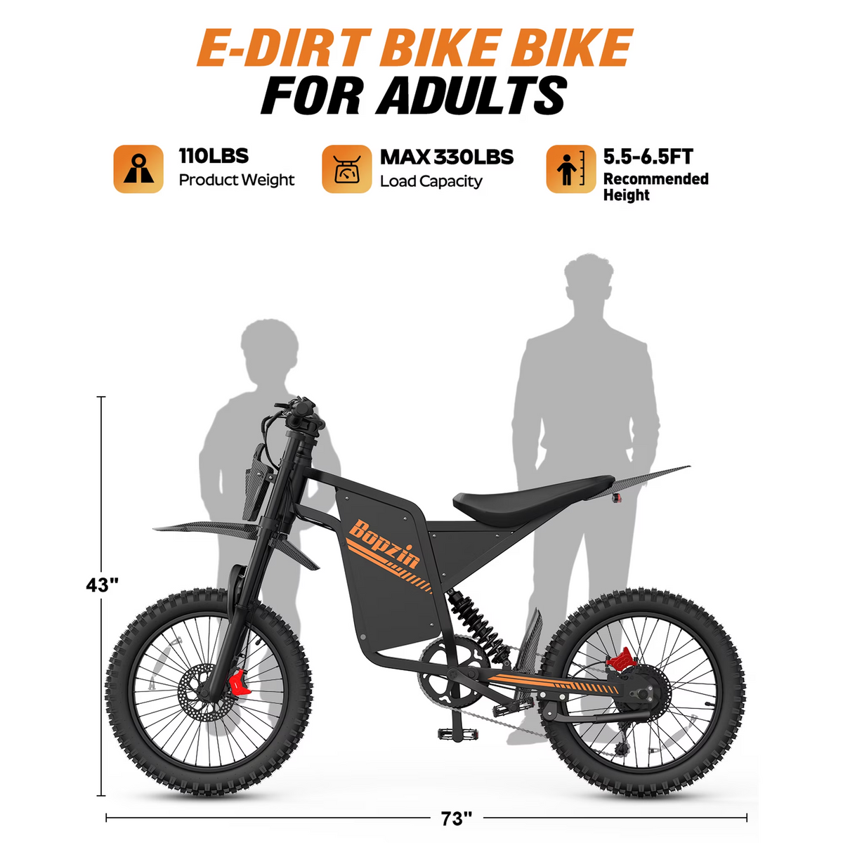 Peak 3000W 37Mph Electric Dirt Bike for Adults,52V 25Ah 37-100Mi 20" Off Road Tire Dirt Bike Snow, Mountain,Beach,cTUVus Certified