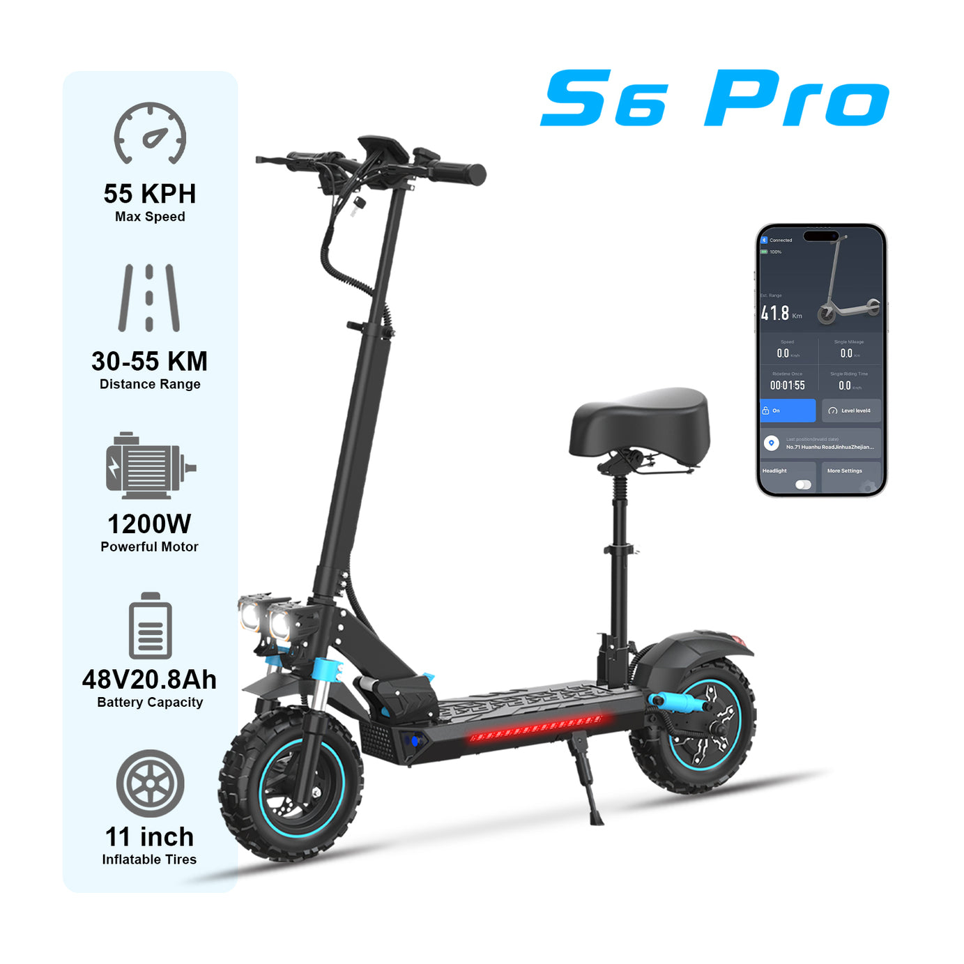 Bopzin LIT-S6PRO 1200W  Adult electric scooter
