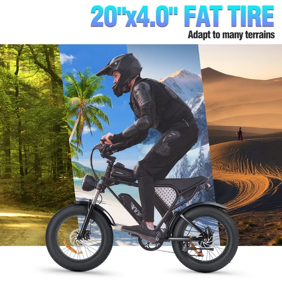 Peak 1500W Electric Bike for Adults,48V 15.6AH,Max 70 Miles E-Mountain Bike ,20'' Fat Tire 7 Speed 28MPH Electric Bicycle