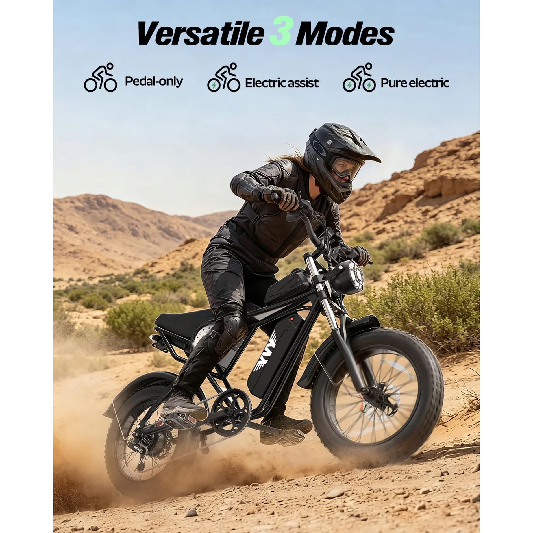 750W 28Mph 48V 20Ah 80Mi E-Bike, 20" Fat Tire Full Suspension, Adults Mountain Bike with Disc Brakes TUV Rheinland Certified