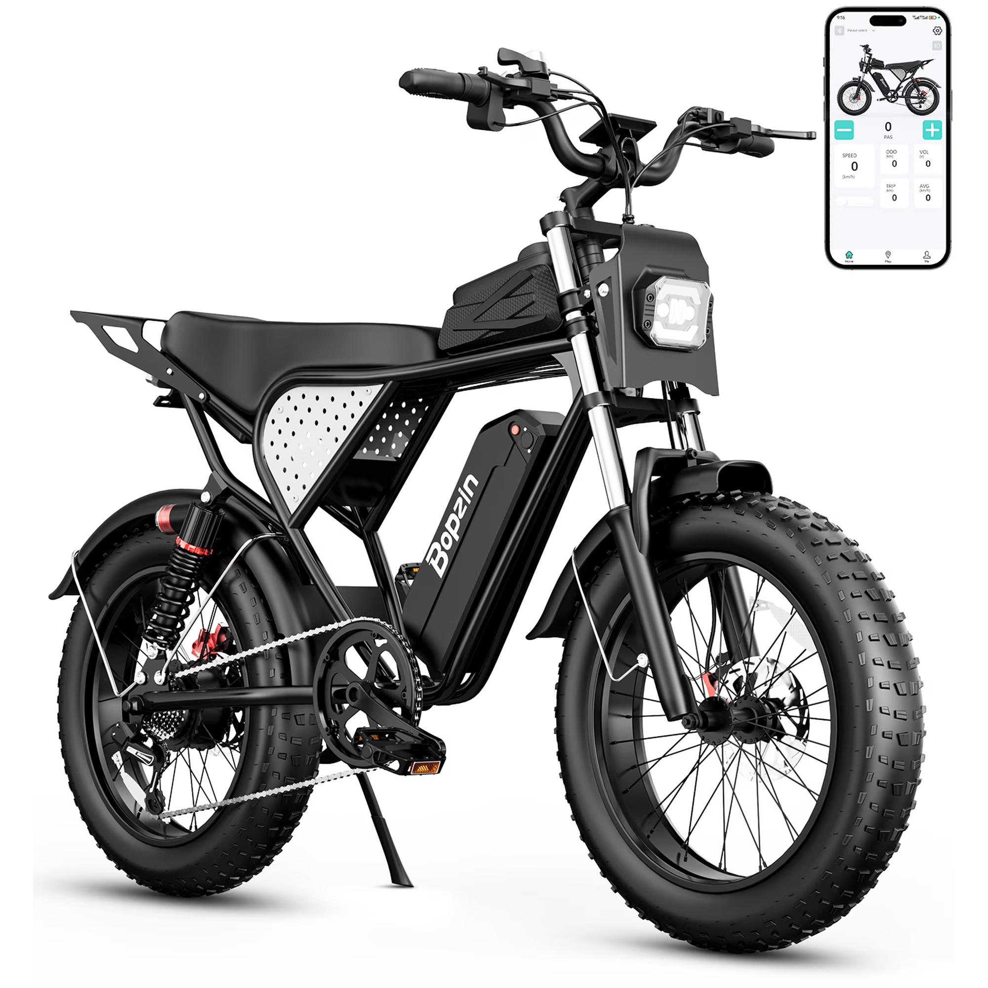 Bopzin 2000W Peak App 48V/20Ah, 20"x4.0 Fat Tire Ebike, UL2849 E-Mountain Bike