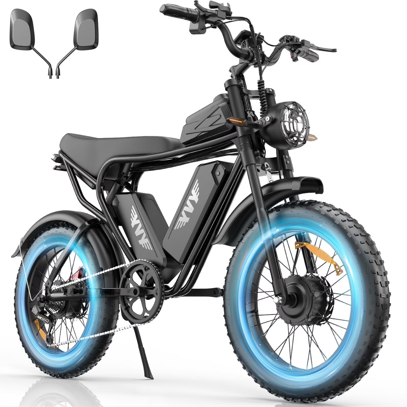 Peak 3000W Electric Bike for Adults,Dual Battery E-bike, 52V 40AH,Max 180 Miles E-Mountain Bike,20’’*4.0’’ Fat Tire Full Suspension Electric Bicycle