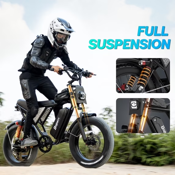 Peak 1500W Electric Bike for Adults,48V 25Ah Max 90 Miles APP & Anti-Theft Electric Bicycle,20’’ Fat Tire,Full Suspension E-Mountain Bike